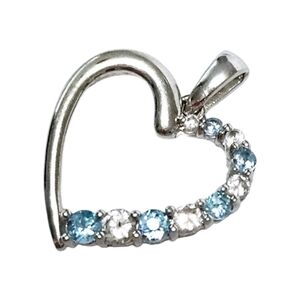 10KW Gold Blue Topaz Heart Pendant